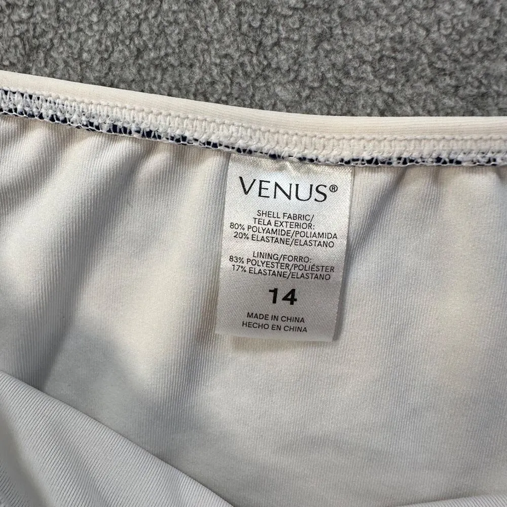 Venus High Neck Zip front Bikini Swimsuit Size 14 Navy/White Sailboat Stripe - Image 7