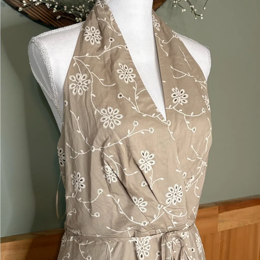 Joie Floral Backless Dress w/ Front Pockets. NWT size 8 side zip beaded tie belt - Image 2