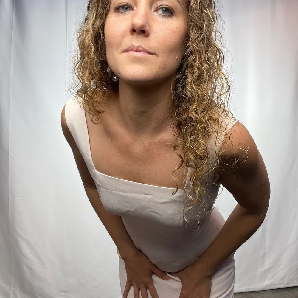 Vintage Andrea Polizzi for Rex Lester Square Neck Sheath Dress‎ Pale Pink Size 0 - Image 3