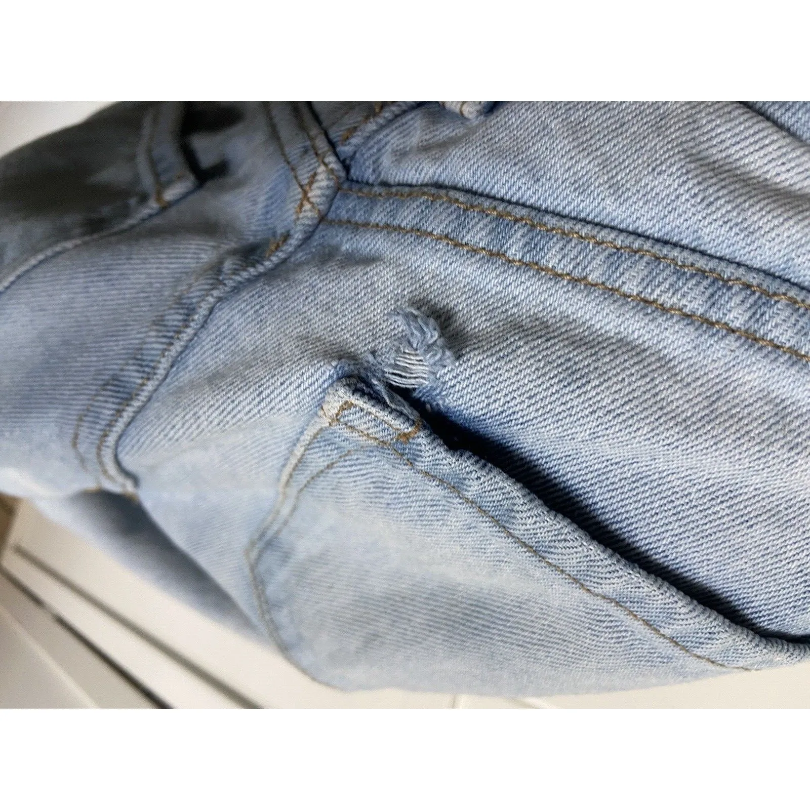 RSQ Womens Jeans Sz 1 25‎ Boyfriend Light Blue Wash Denim 100% Cotton Ripped - Image 5