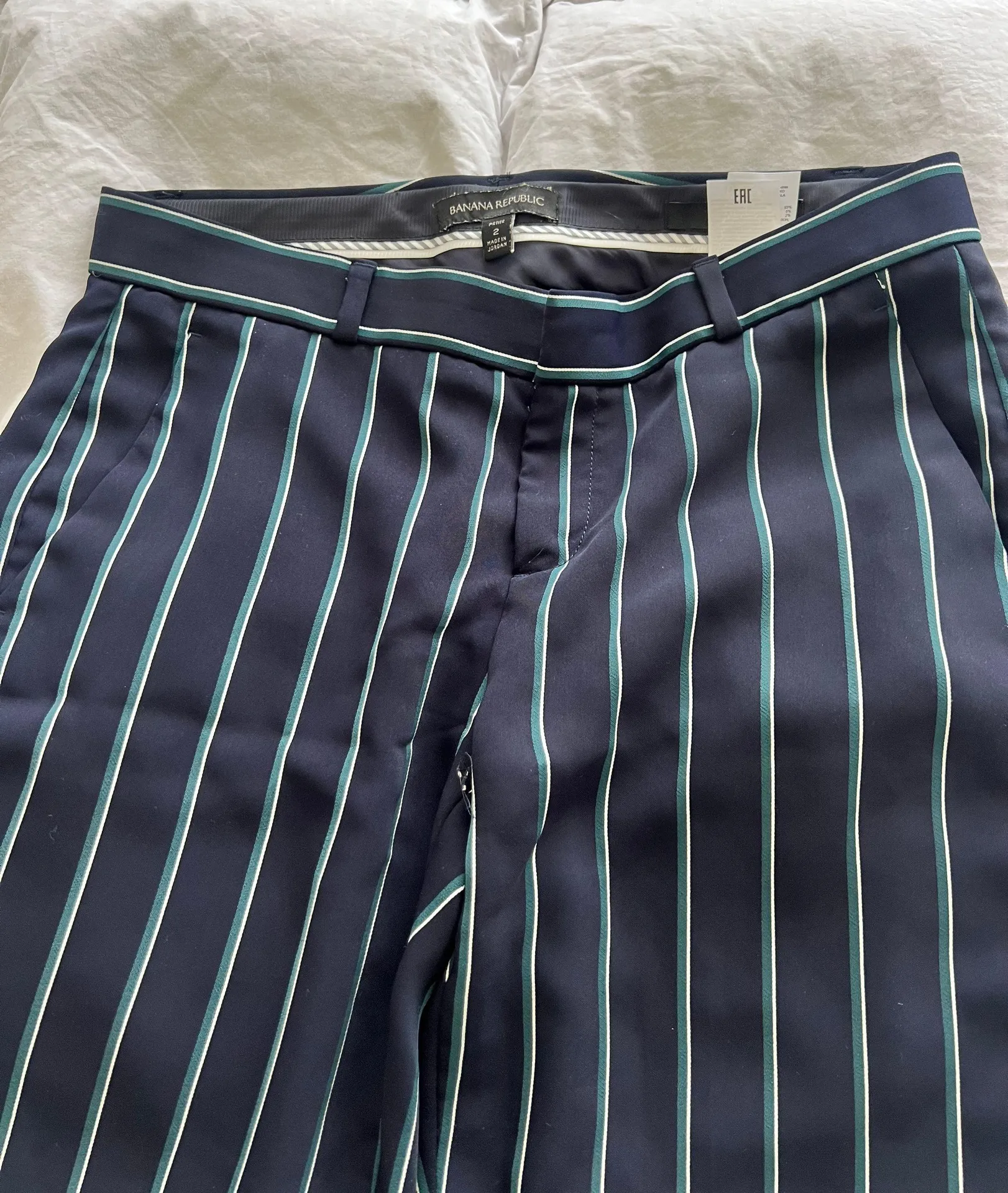 Petite Blue Striped Ankle Trousers Size 2 - Image 2