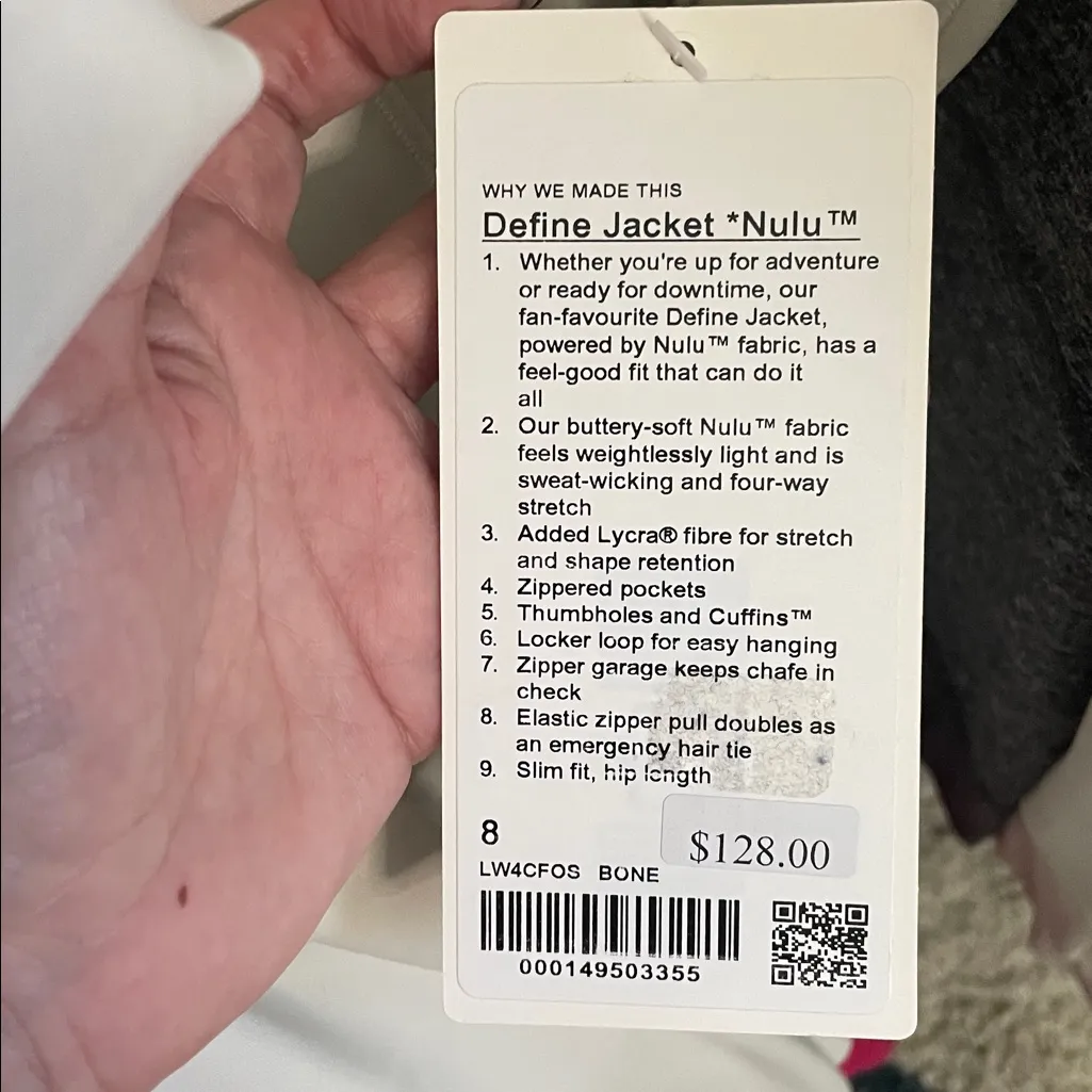 NWT Lululemon Define Jacket Nulu in Bone Color Size 8 Full Zipper - Image 10