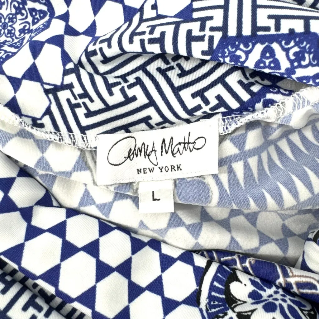 Amy Matto Strapless Midi Dress Blue White Pattern Size Large - Image 7