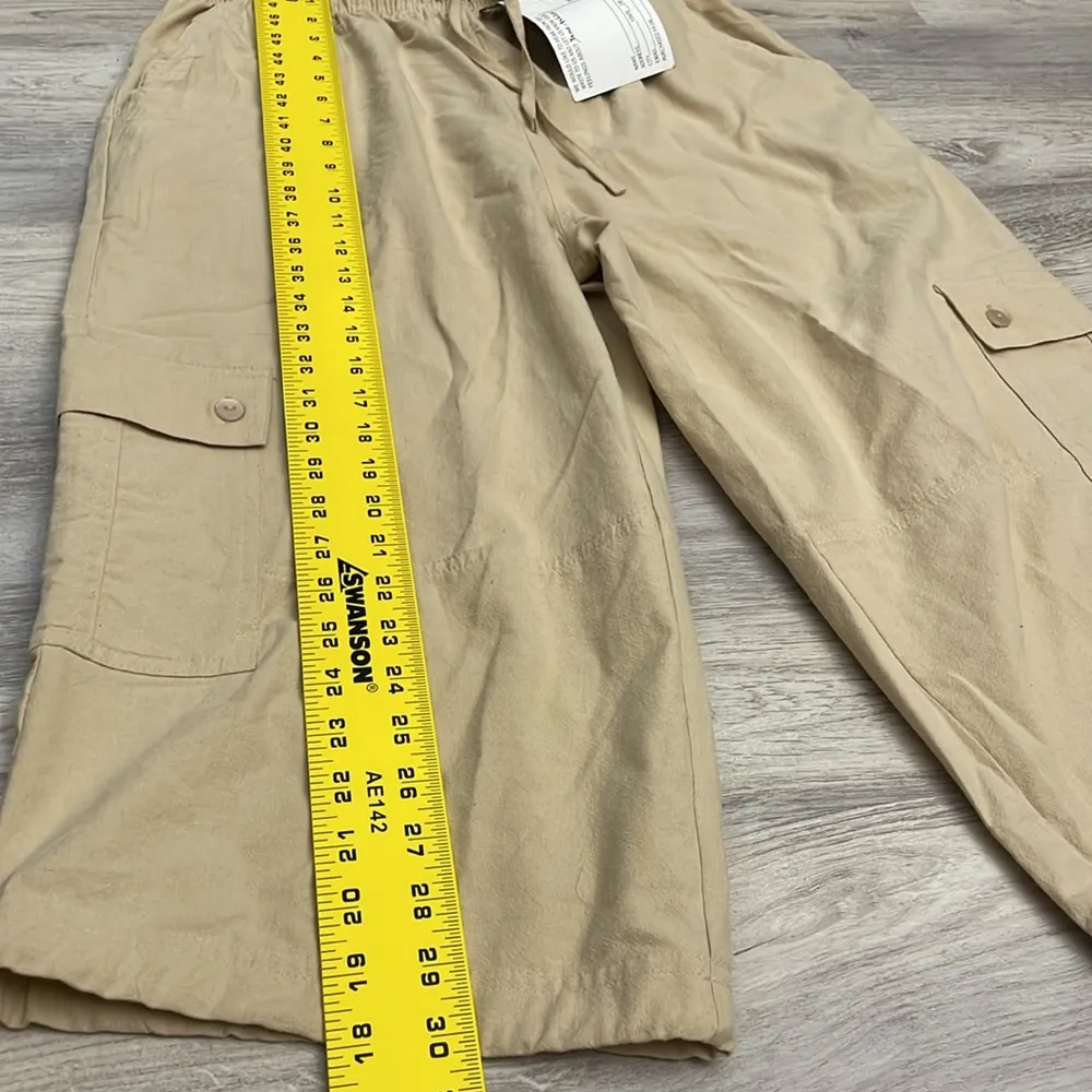 NWT  Tan 100% Cotton Pull On Elastic Drawstring Waist Pants Size PXL - Image 13