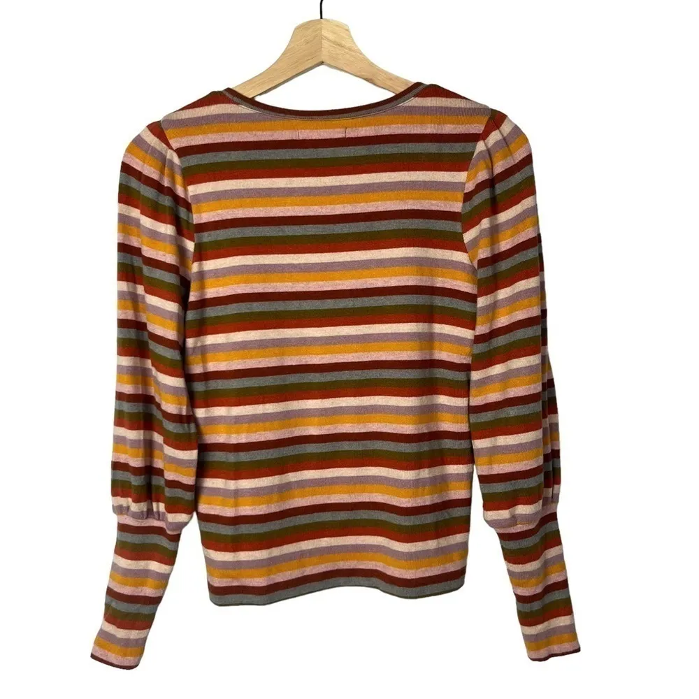 Madewell Rainbow Striped Puff Sleeve Scoopneck Long Sleeve Top XXS - Image 4