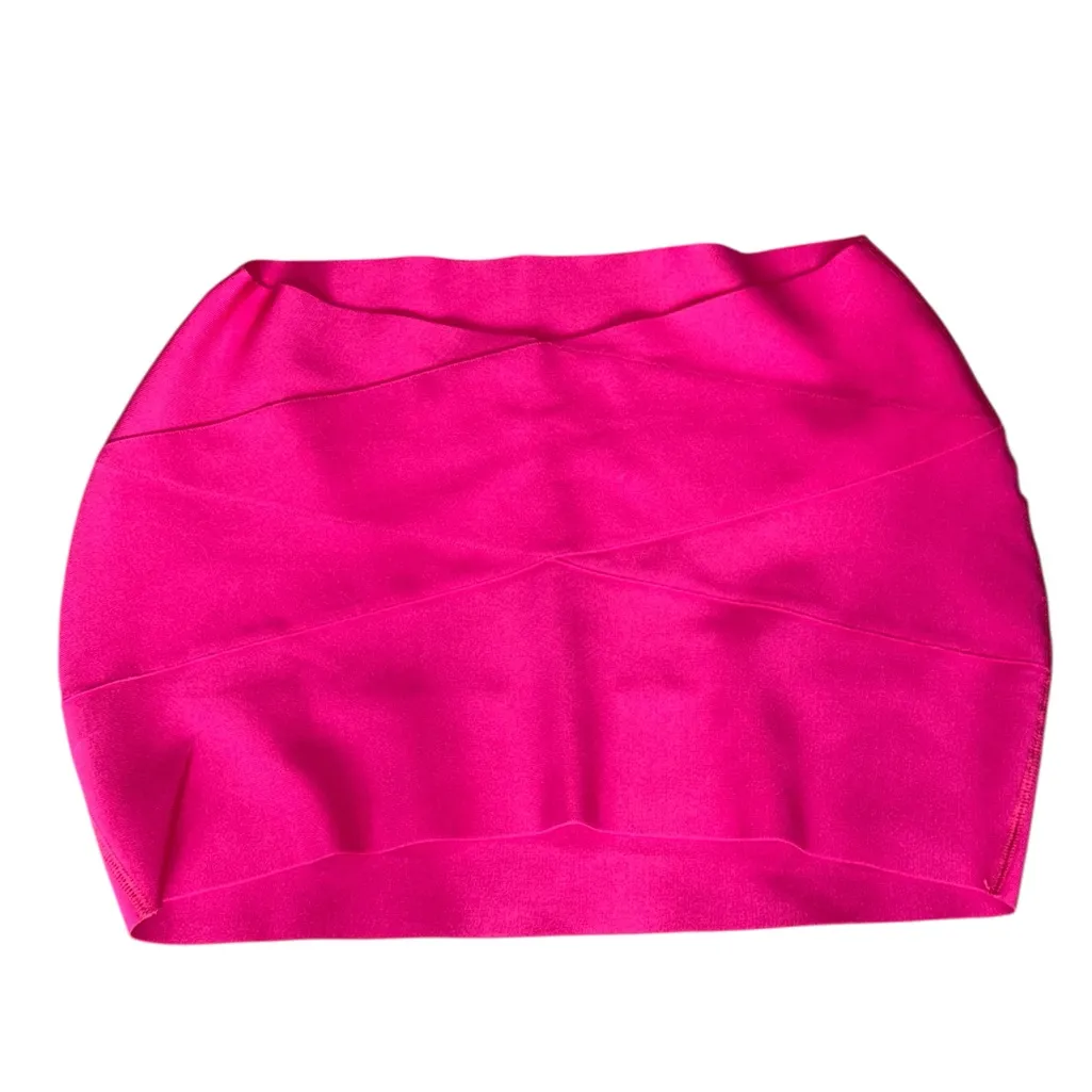 NWT SKIMS  KNIT SWIM MINI SKIRT In Magenta Pink Stretch SZ-3X - Image 6