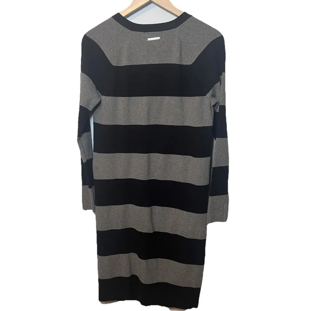 A|X Armani Exchange Sweater Dress Women’s XL Black Gray Striped - Image 2