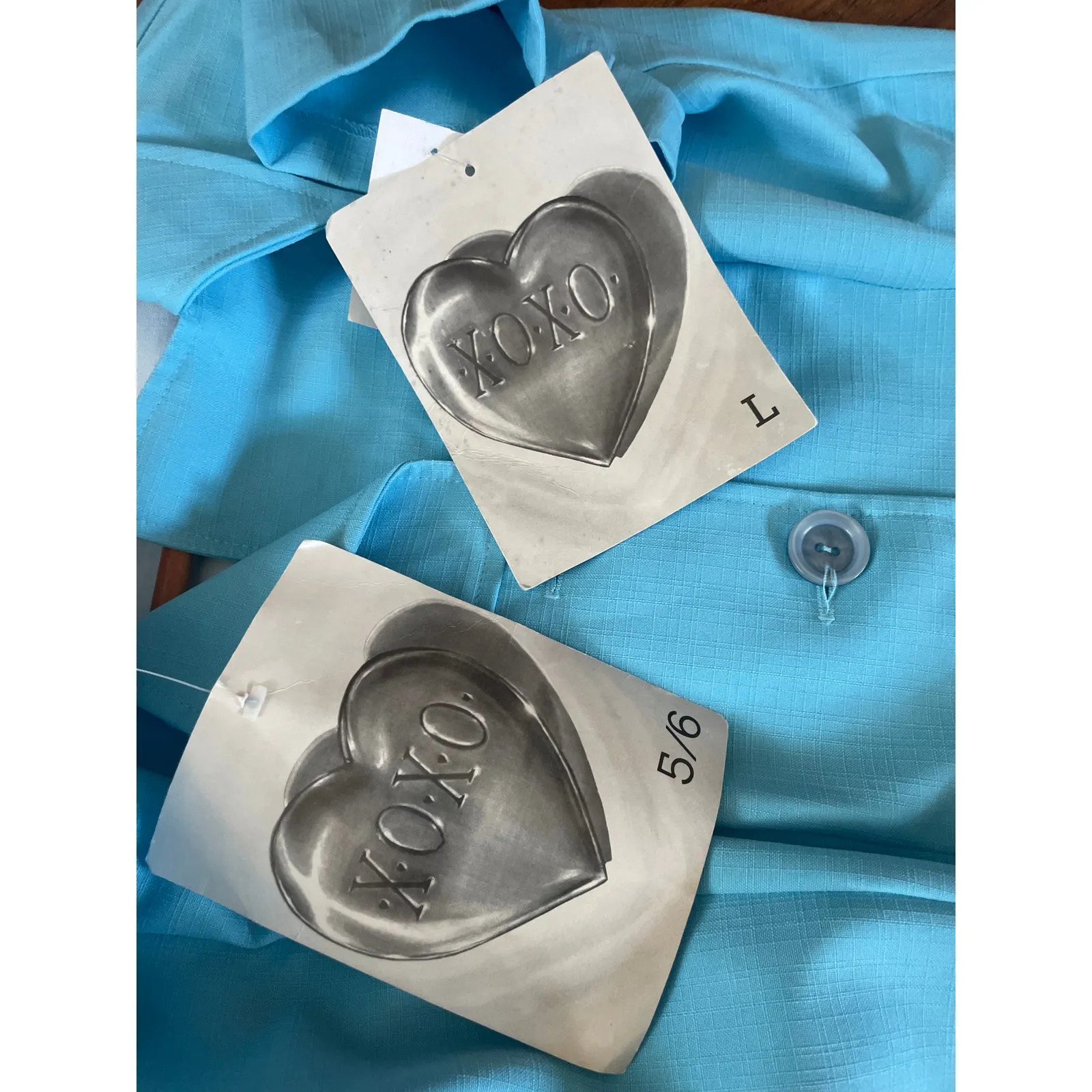 AMAZING Vintage Y2K XOXO 2 Piece Suit Pant Jacket NWT 70's Sky Blue Chain Belt - Image 8