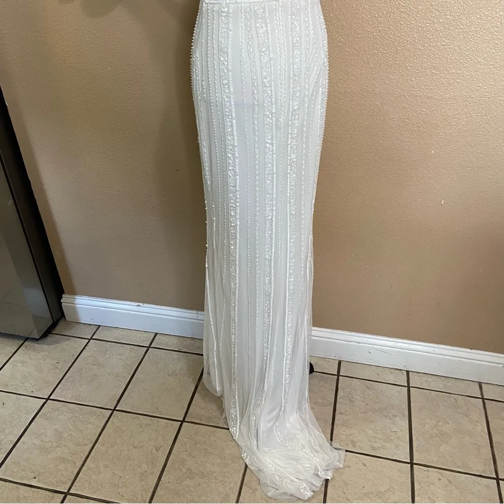 NWOT Lulus Stunning Vow White Beaded Sequin Maxi Dress - Image 9