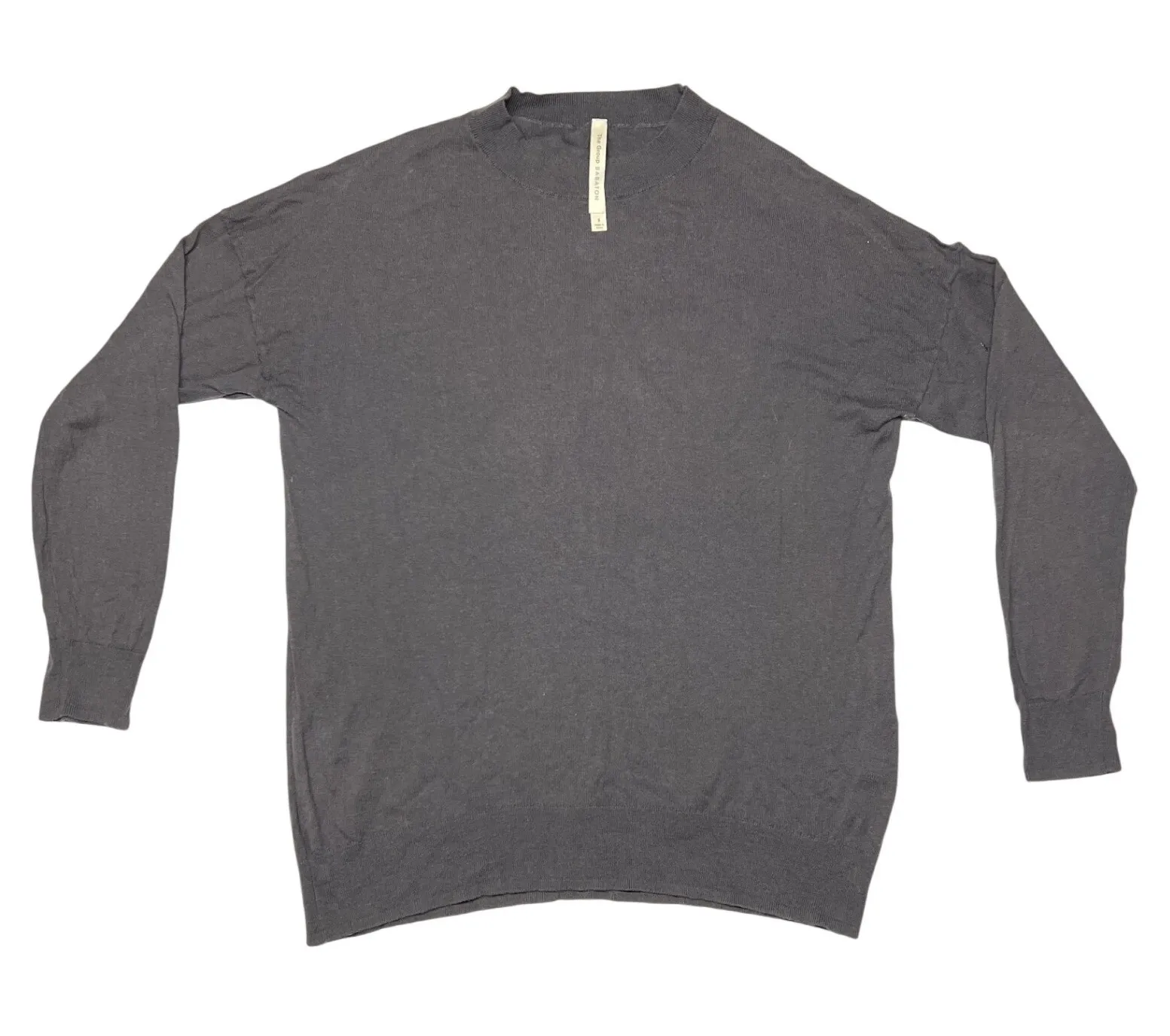 The Group Babaton Aritzia Mock Neck Sweater Small Charcoal Gray Cotton Cashmere - Image 1