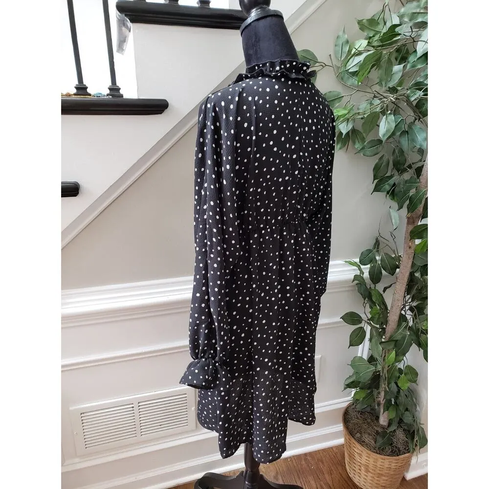 Miss U Women's Black Ruffle Polyester V - Image 7