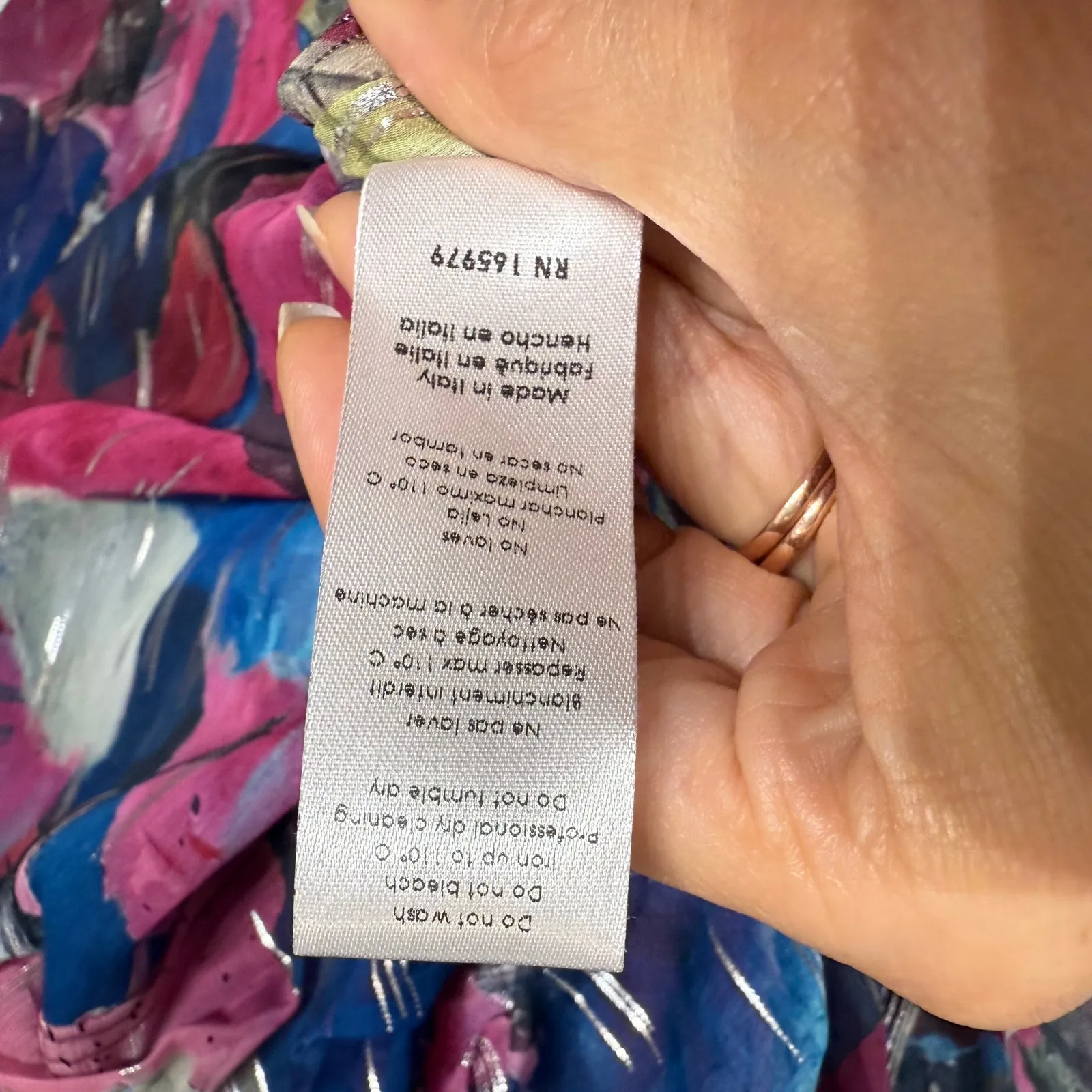 Adrienne Landau Floral Watercolor Draped High Slit Deep V Maxi Gown Sz 12 NWT - Image 8