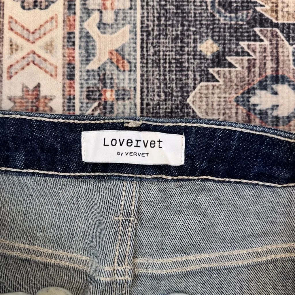NWT Lovervet by Vervet High Rise Flare Jeans Distressed Raw Hem Size 28/7 Blue - Image 9