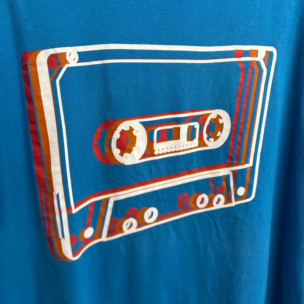 Old Navy Blue Graphic Tee with Cassette Design - Image 2