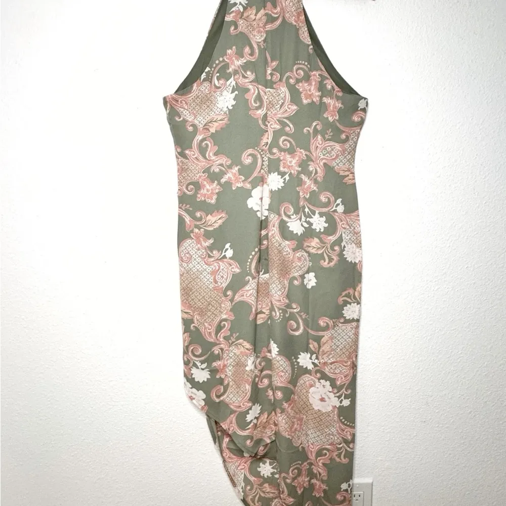 Emily Wonder green pink asymmetrical halter sheath maxi dress size small NWT - Image 6