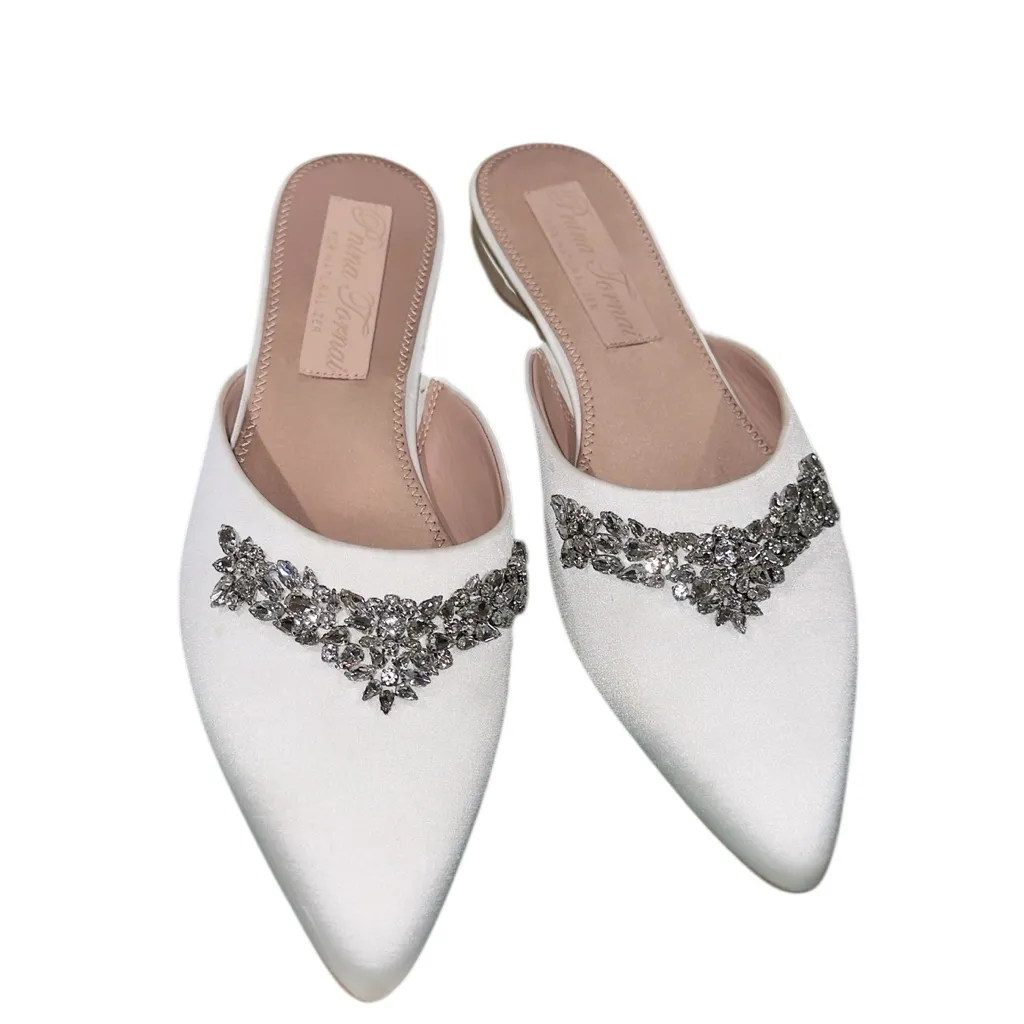 NEW $200 Pnina Tornai for Naturalizer Pyaar Dress Mules Jewel Embellished White Size 8.5 - Image 9