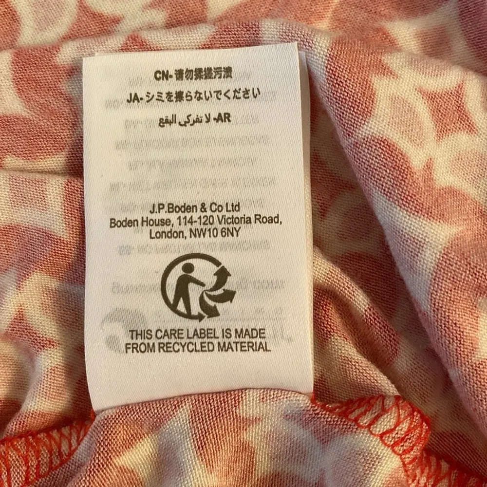 Boden Edie Jersey Swing Skirt w Pockets Red Pink Geometric Size 8 LONG - Image 7