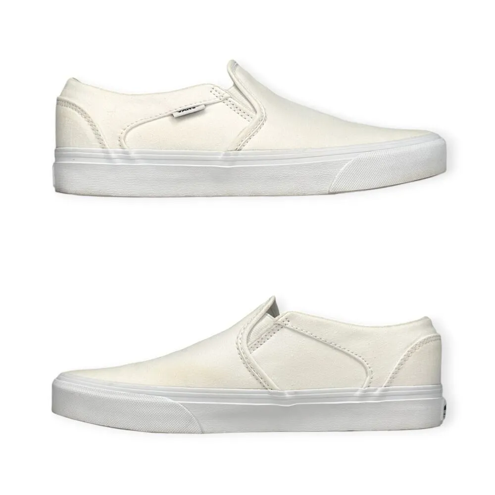 VANS | US Women Size 9 | Classic Asher White Canvas Slip-On Skate Shoes 721356 - Image 2