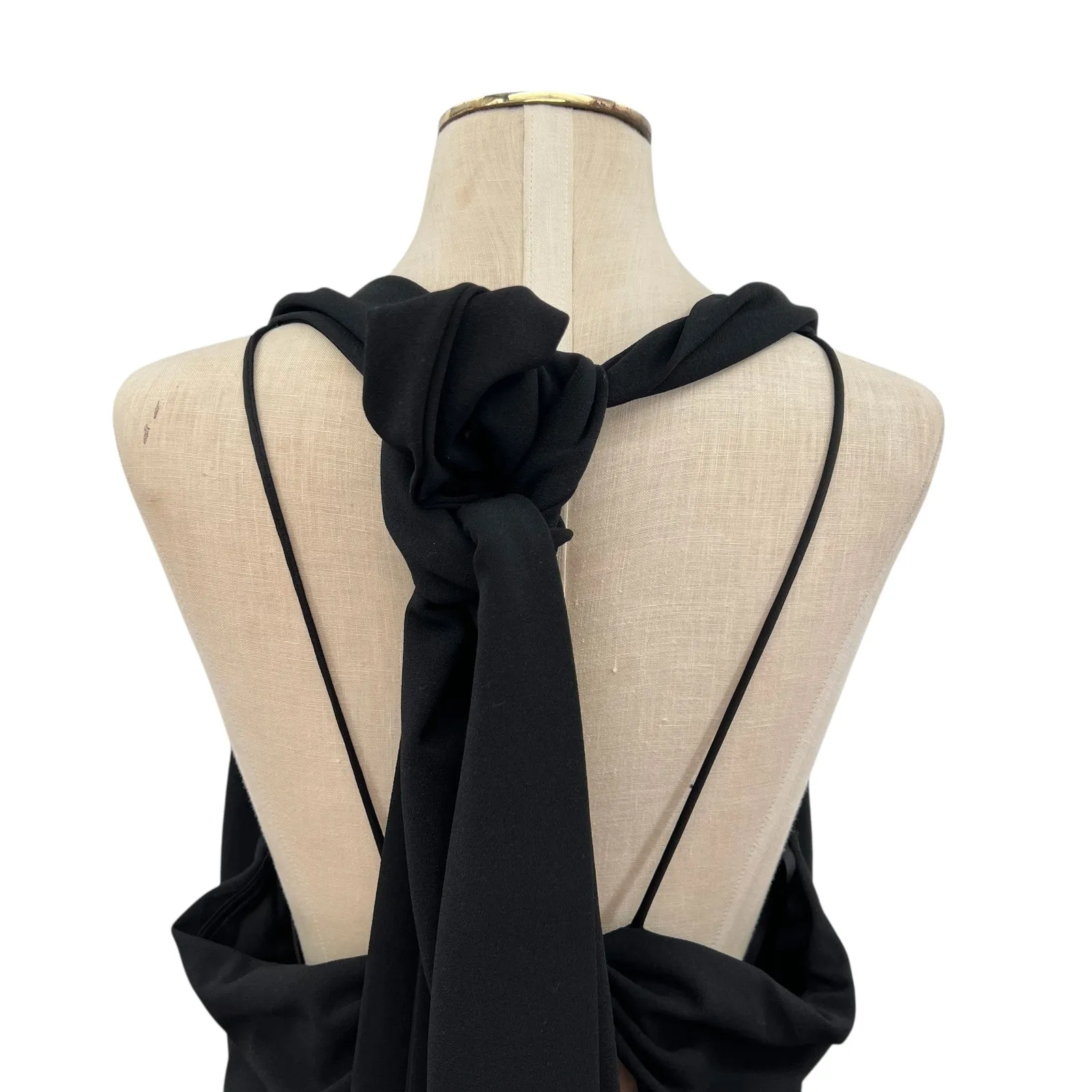 Bhldn London Crepe Tie-Back Dress Maxi Long Black Size US 16 - Image 10