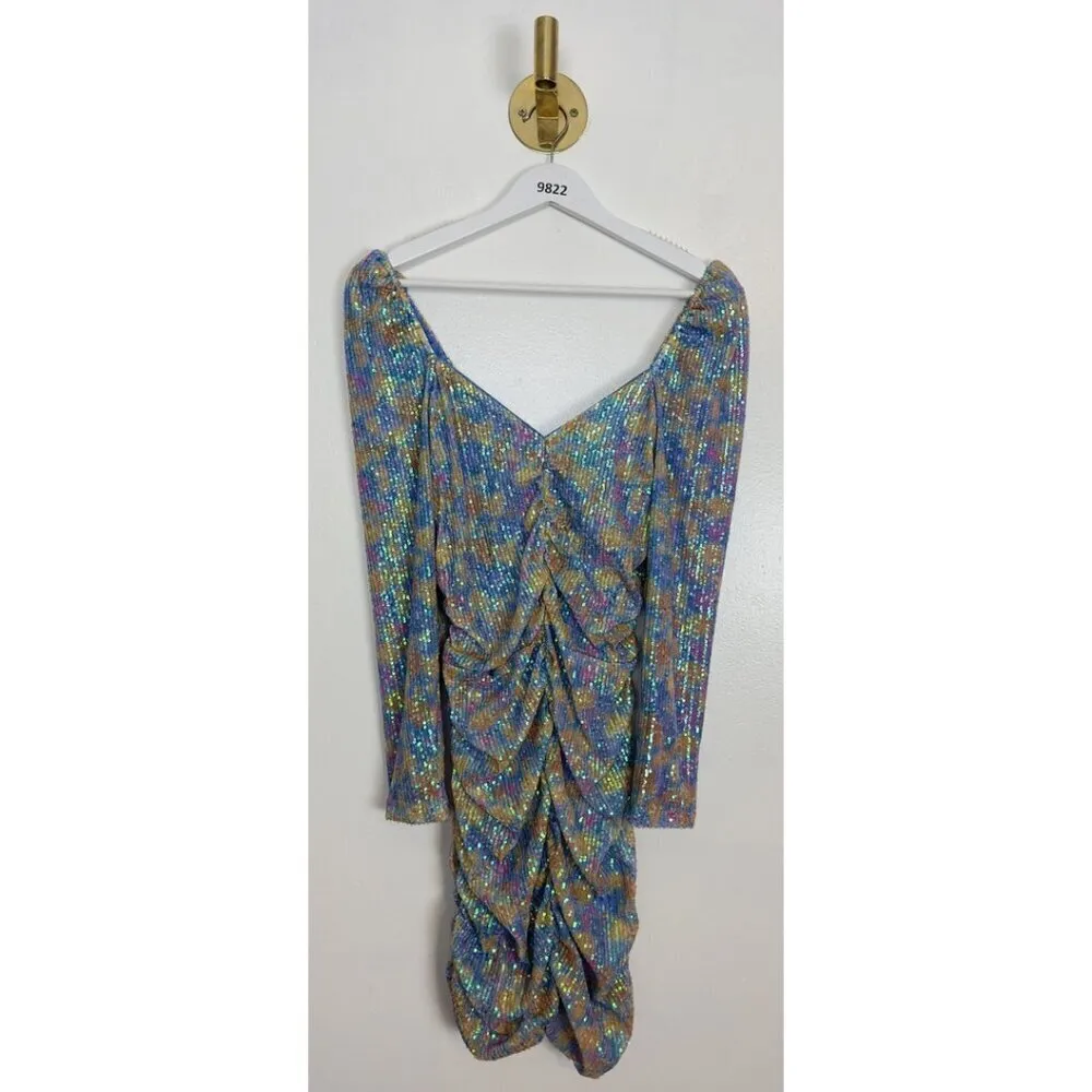 SAYLOR Lawren Floral Sequin Sparkly Long Sleeve Bodycon Minidress Size Medium - Image 8