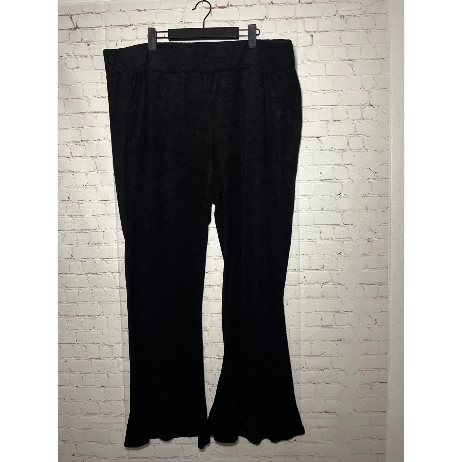 Torrid Black Terry Cloth Soft Knit Flare Leg Lounge Pants Boho Festival Plus 3 - Image 3