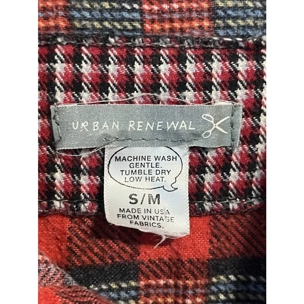 Urban Renewal Plaid Flannel Shirt Womens Small Red Long Sleeve Button Up Top - Image 6