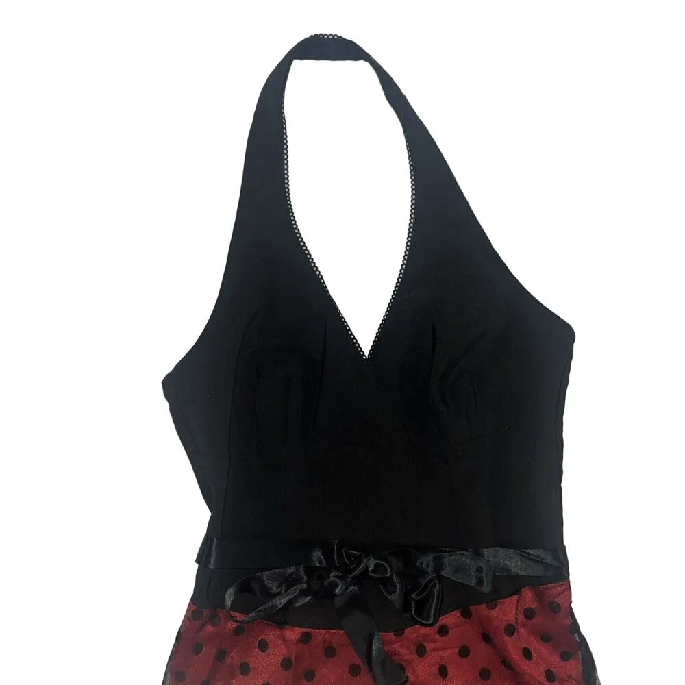 Vintage Rampage Juniors Sz 7 Red Black Polka Dot Halter Dress 50s Inspired  - $85 - From Christine