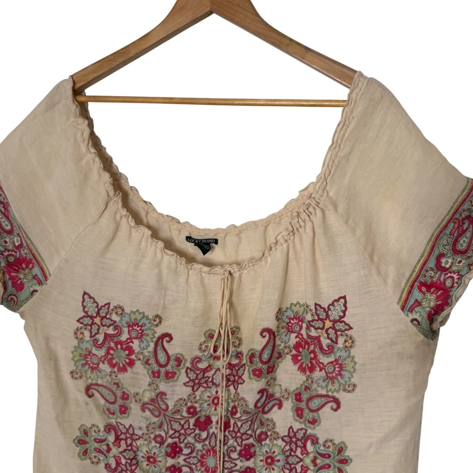 Lucky Brand off The Shoulder Tunic Top Size XL Swim Cover Up Floral BOHO FLAW - Image 12