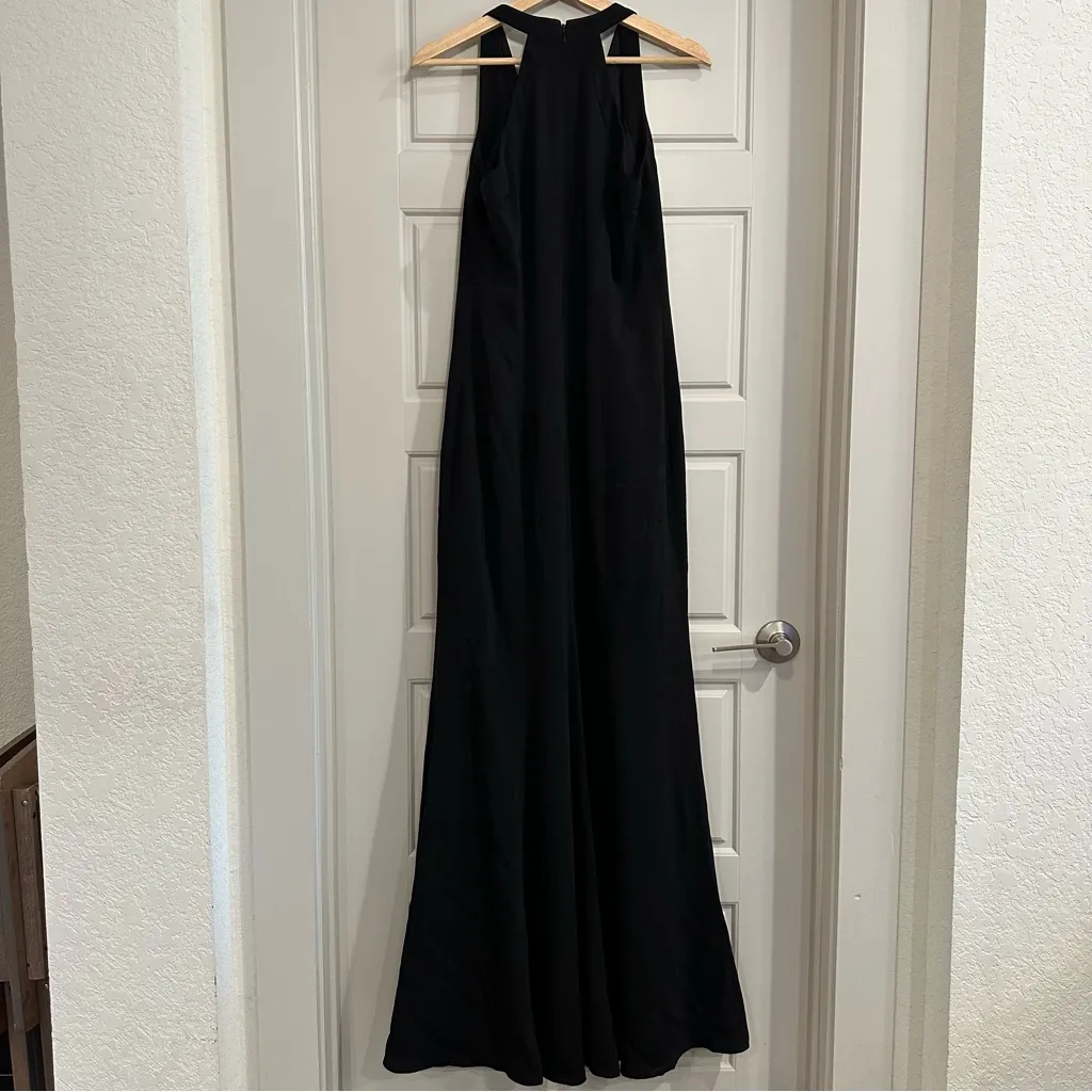 Carmen Marc Valvo Black Deep V Evening Dress‎ Size 8 - Image 3
