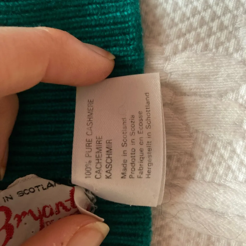 Bryant 100% Cashmere Teal Turtleneck Sweater Made in Scotland Green Size M - Image 4