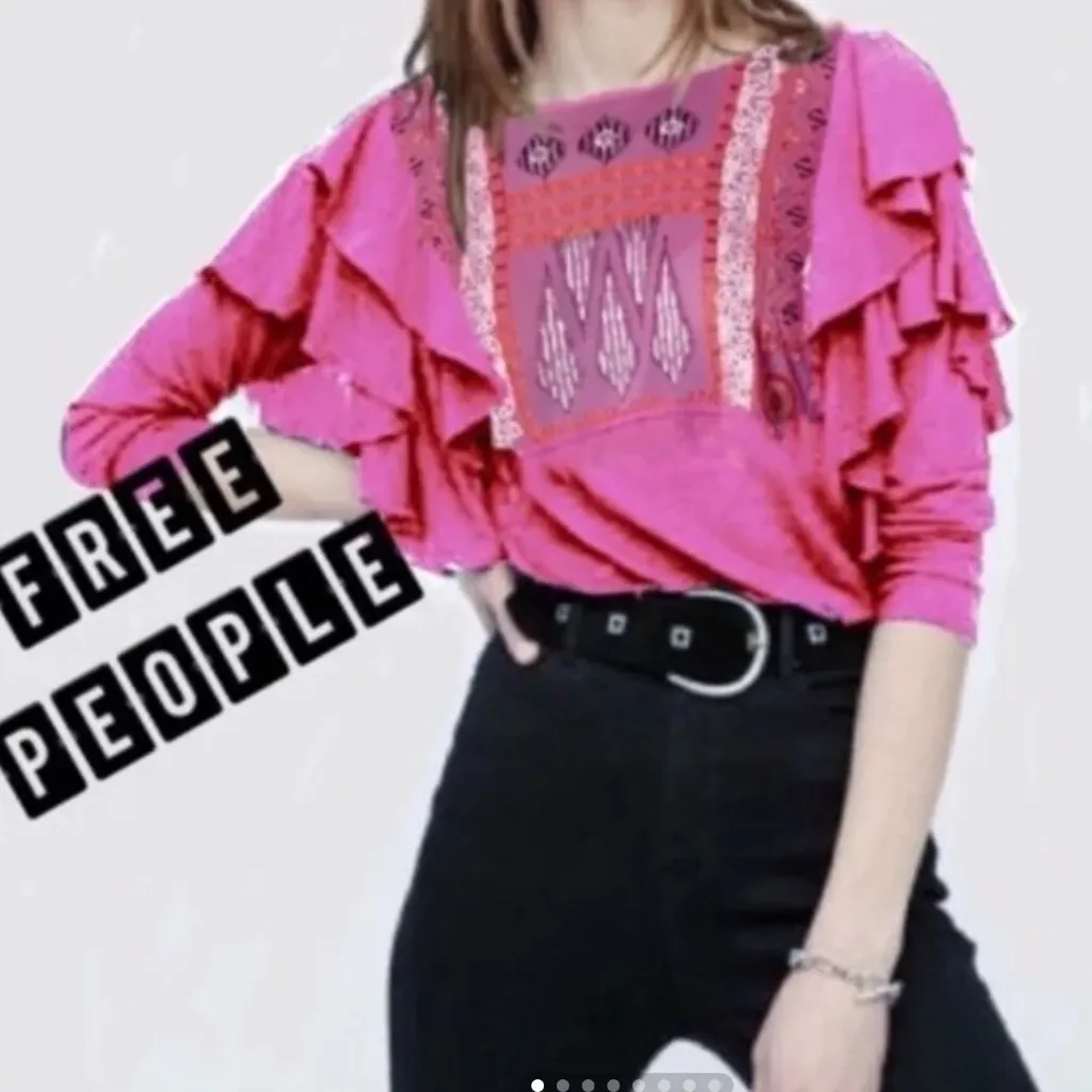 Free People La Cienega Long Sleeve Top in Wisteria Sz L EUC - Image 3