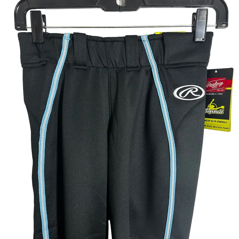 Rawlings Womens Sz XS Fastpitch Softball Capri Pant Pro Dri Black Blue Pull On - Image 2