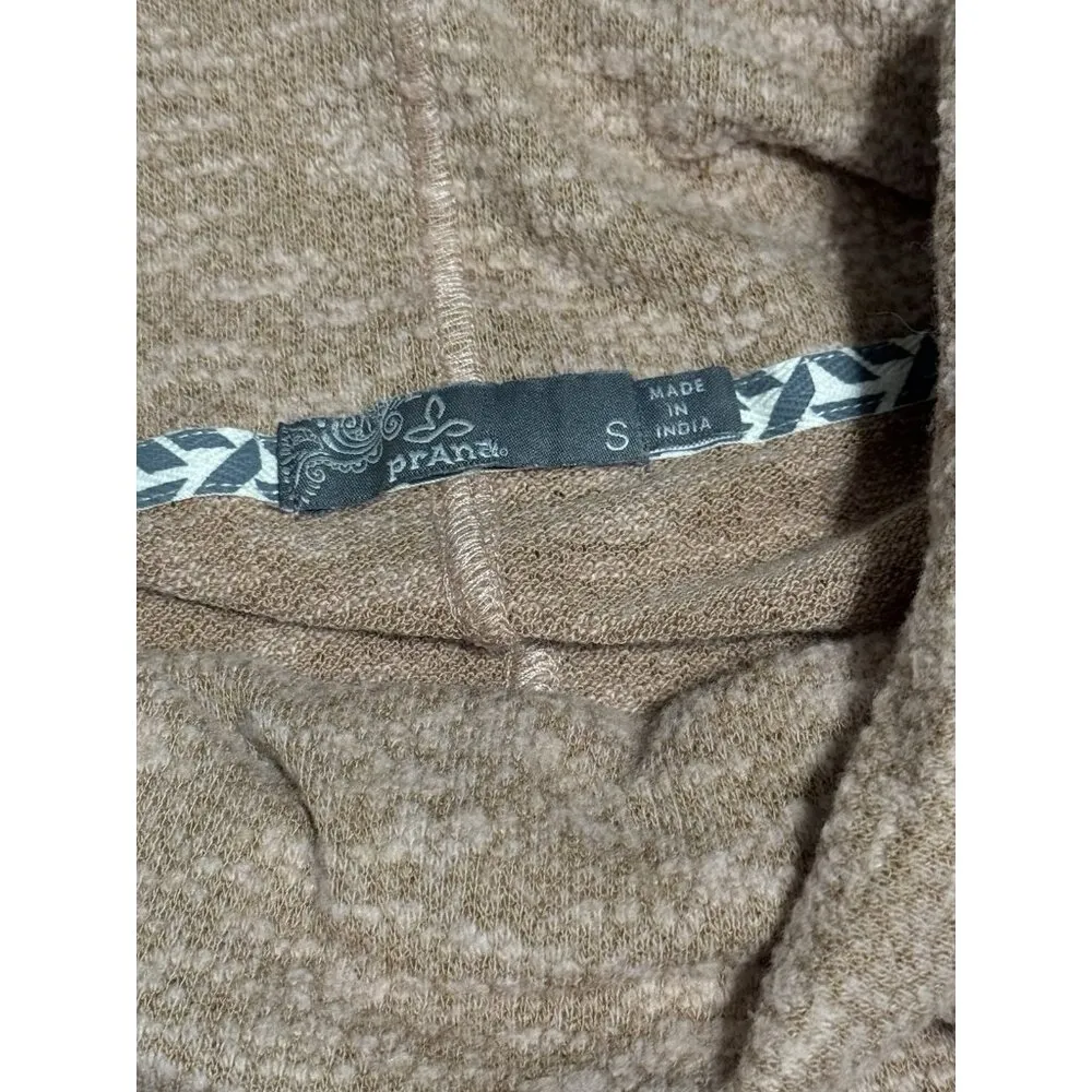 prAna Sweater Women Size Small Drawstring Long Sleeve Cowl Neck Coral Brown Soft - Image 3