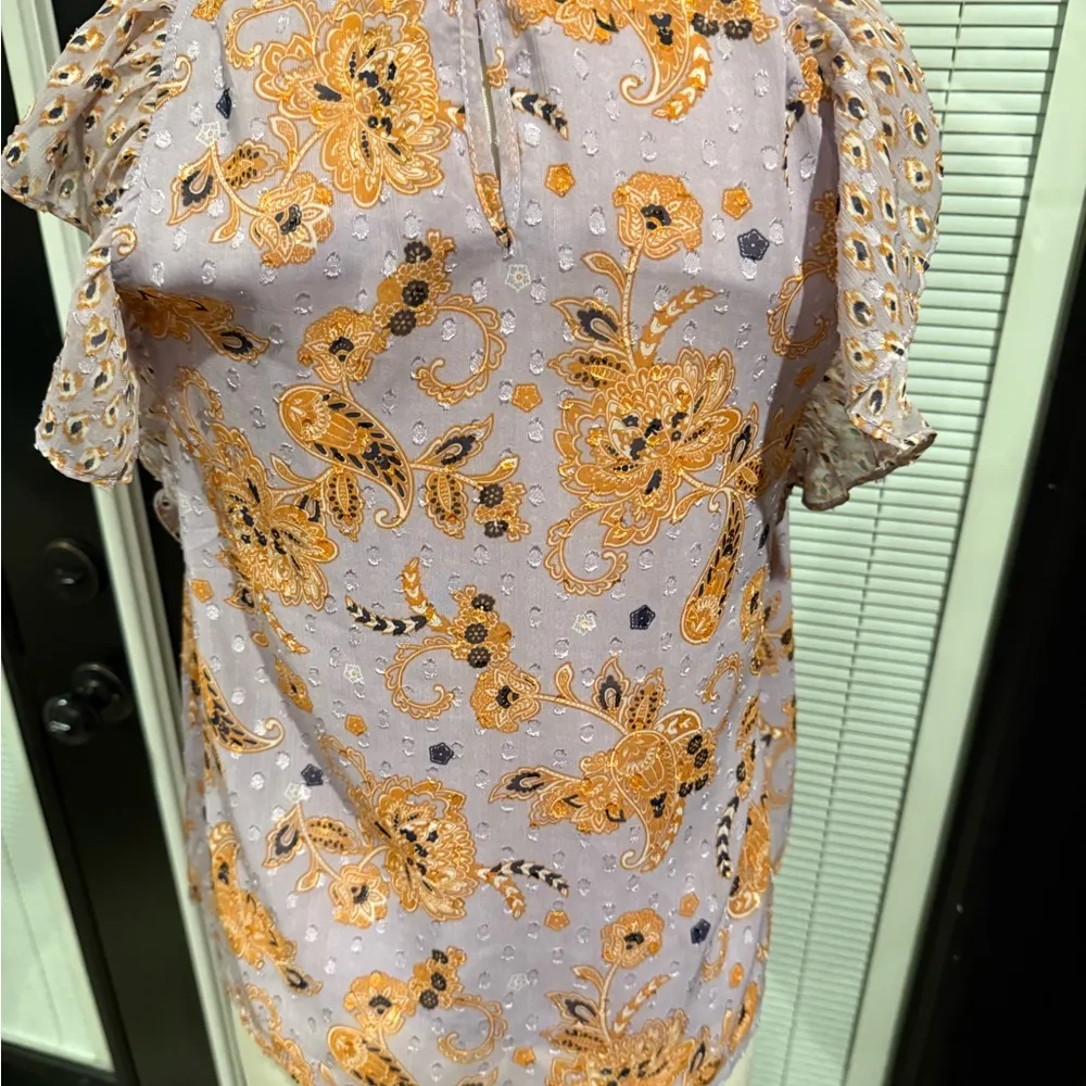 Floral Ruffle Sleeve Dress Purple Size XS - Image 7