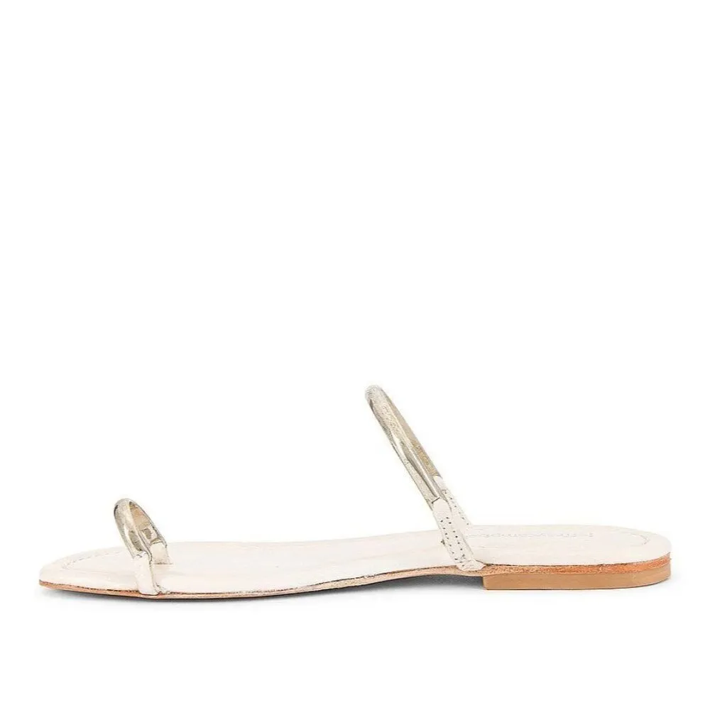 Jeffrey Campbell Discreet Sandals in Cream Silver 8 Womens Slides Flats - Image 5