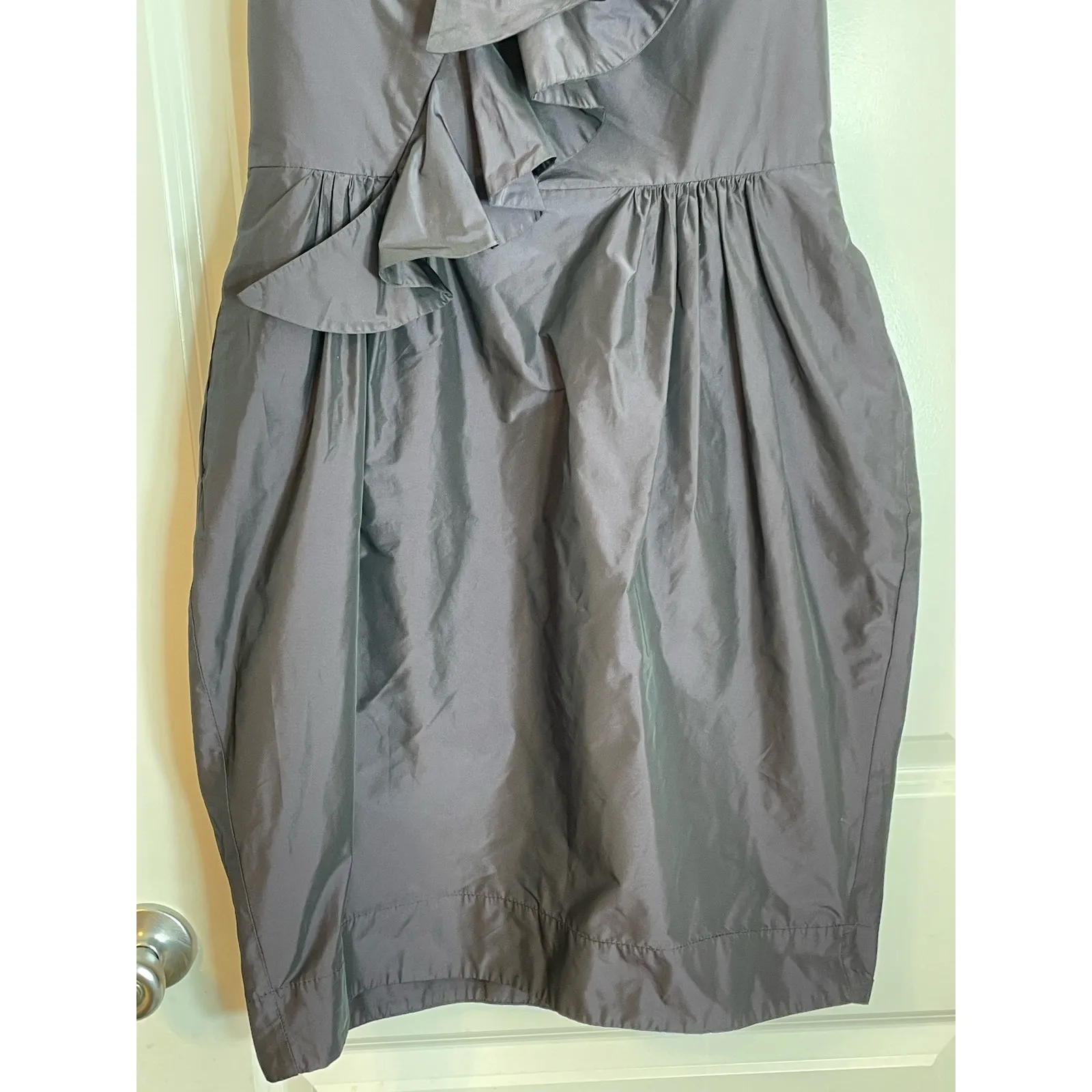 Cue Australia Cocktail Dress US Size Small Black Matte Satin Whimsygoth Formal - Image 3