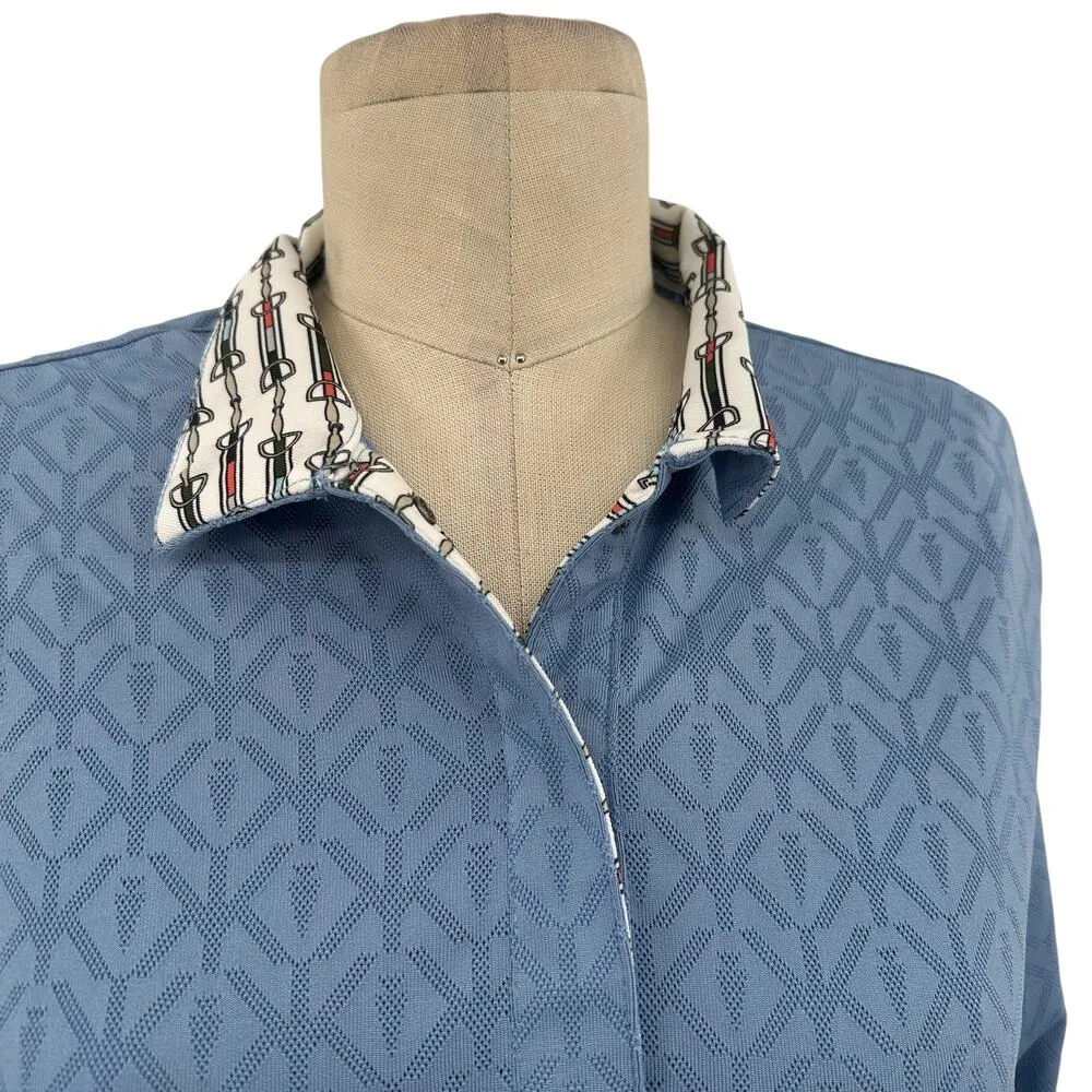 Kerrits Tailored Stretch Show‎ Shirt Blue Long Sleeve Pullover Size Large - Image 2