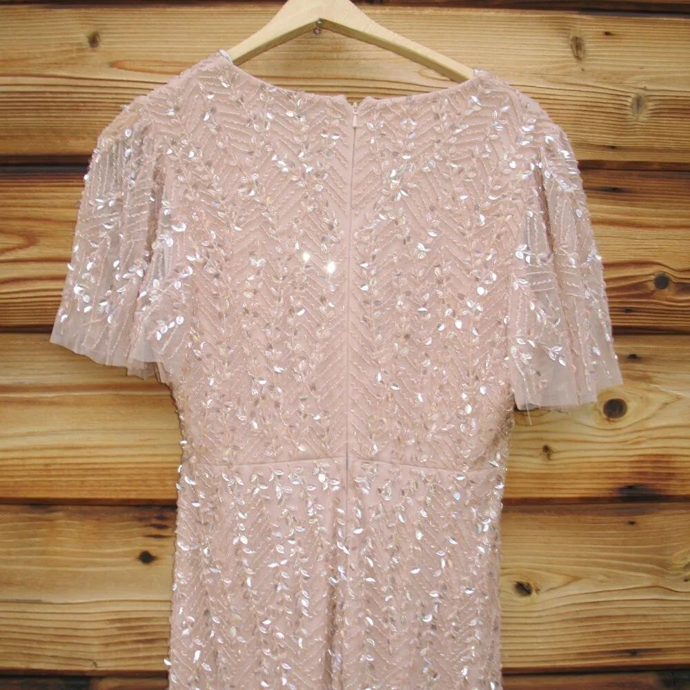 Mac Duggal 35109 Pink Embellished Flutter Sleeve Gown Dress MOB $698 - Image 12