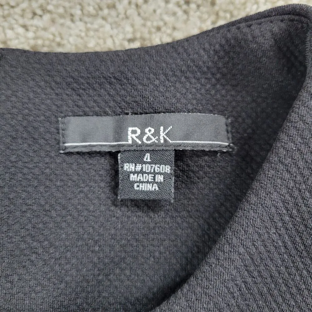 R&K Dress Womens 4 White Black Red Color Block Stripes Short Cap Sleeve Office - Image 2