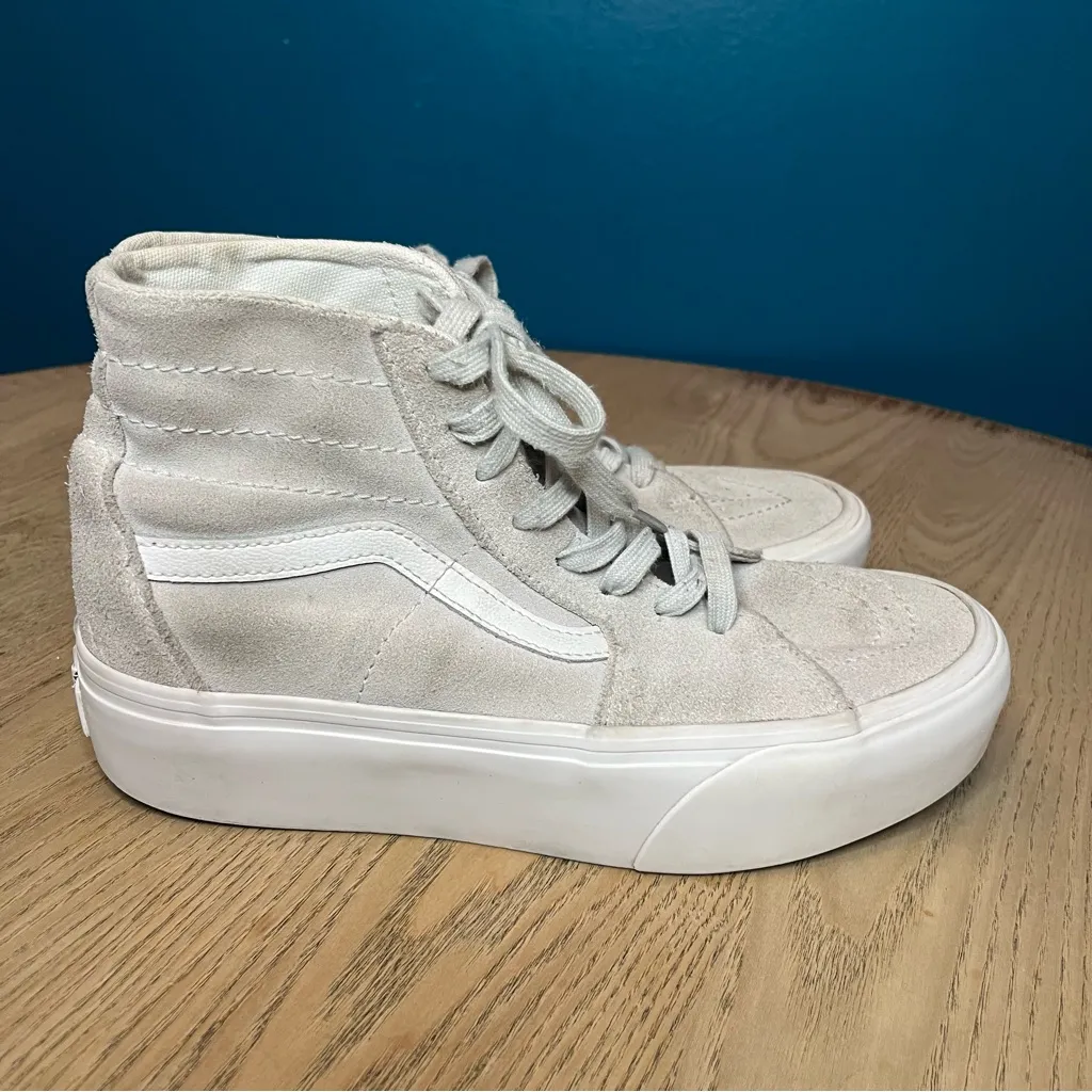 VANS Sk8-Hi Stackform Chunky Sneakers Womens 9.5 Suede Gray Platform Lace Up - Image 2