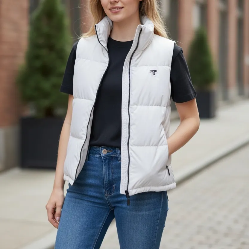 NWT $350 TUMI Women's Heat Seal Quilted Midweight Prima Loft Filled Vest Medium White - Image 2