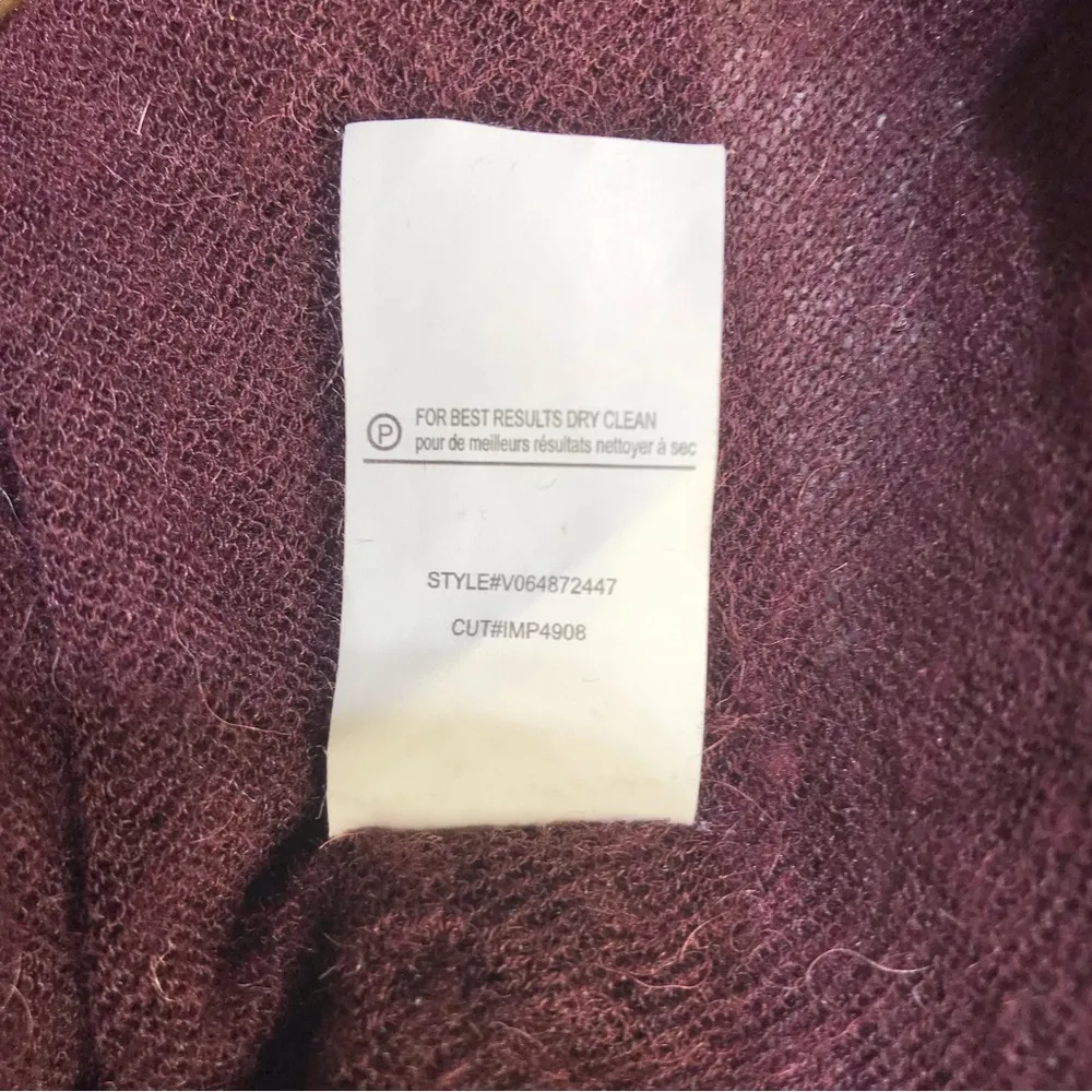 Maroon Wool Silk & Alpaca Knit Blend Sheer 3/4 Dolman Sleeve Tunic Top - Image 7