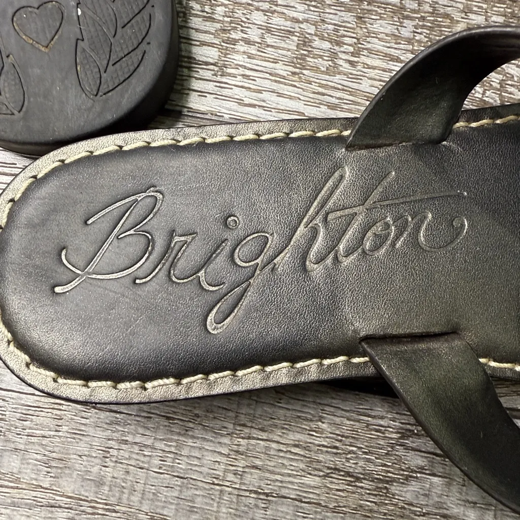 Brighton Alice Thong Sandals, Leather Bronze  Ornate Silver Buckle - Image 5