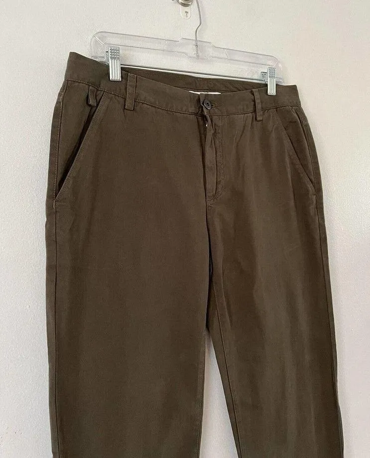 NWOT Everlane Olive Green High Waisted Straight Leg Cotton Chino Pants Womens 32 - Image 3