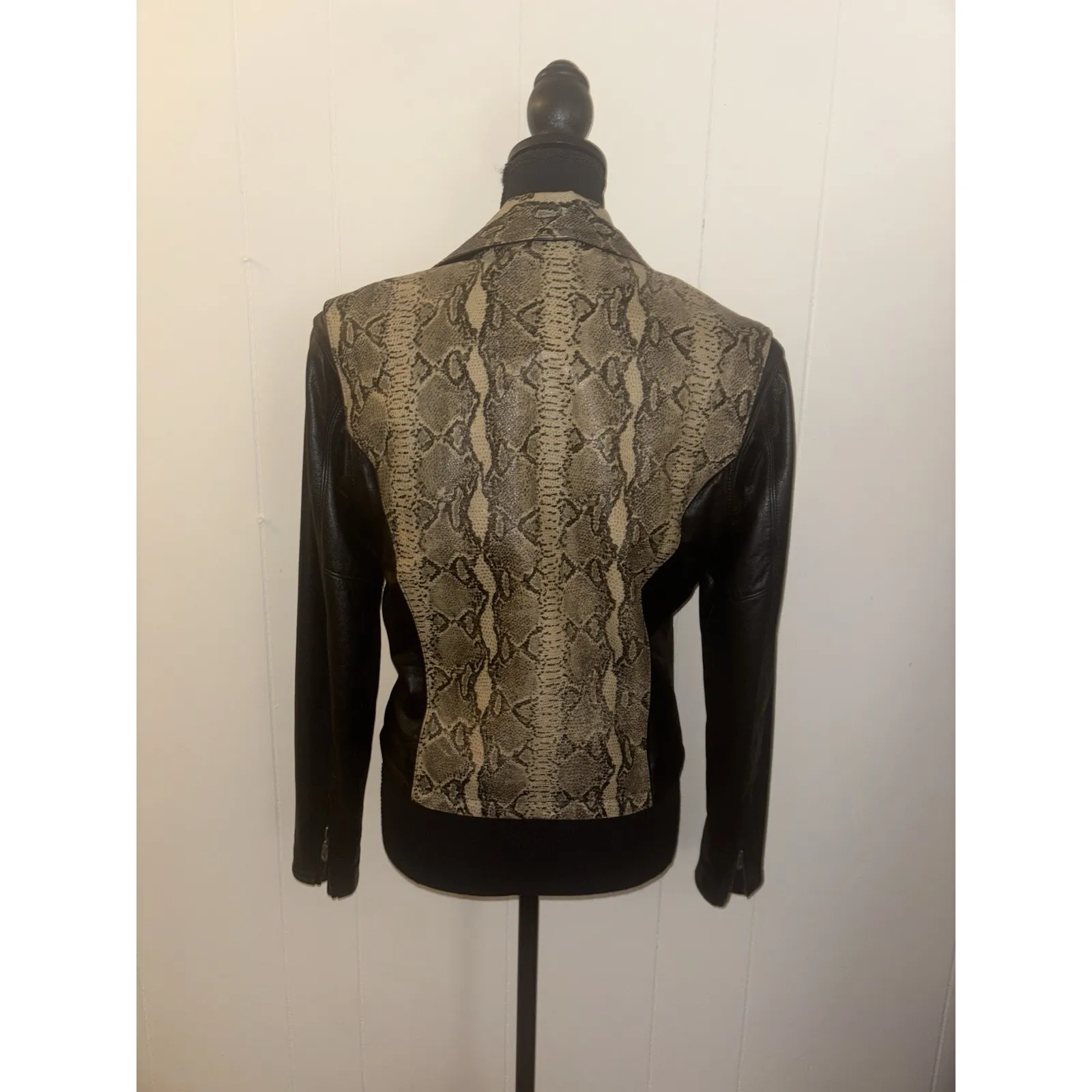 Harley Davidson Limited Edition Leather Moto Jacket Black & Python Snakeskin SW - Image 2