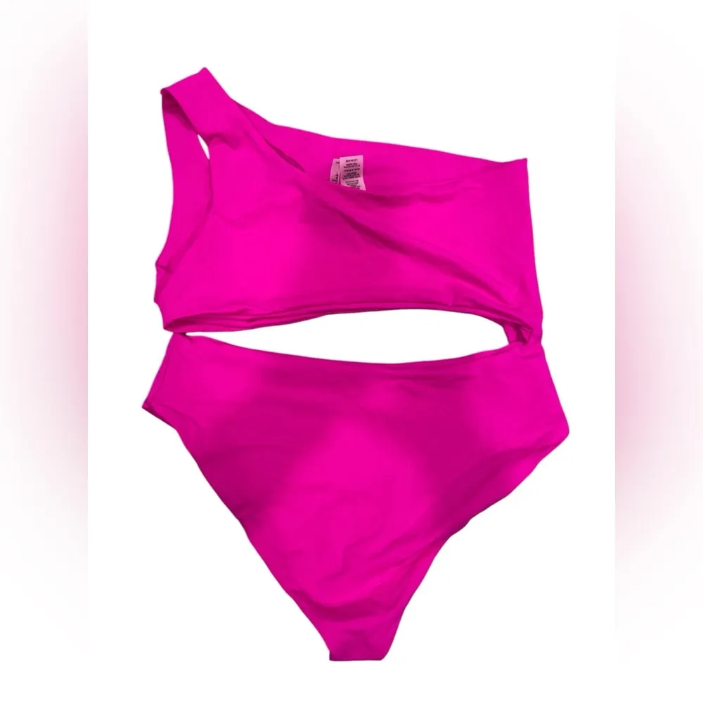 NWOT Lulus Sun Bound Fuchsia Cutout One-Shoulder One-Piece Swimsuit,‎ Size XL - Image 8
