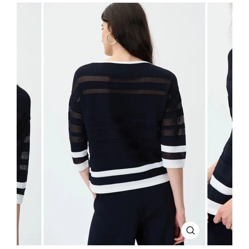 Joseph Ribkoff Top Style 231937M Sweater Dark Blue White Coastal 3/4 Sleeve XL - Image 7
