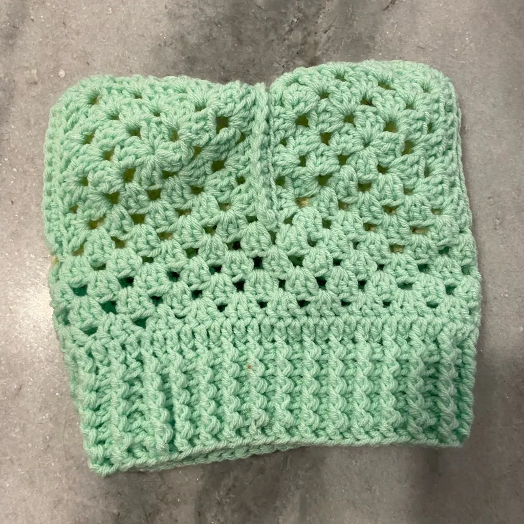 Handmade Crochet Cat Animal Ear Beanie Hat Cozy Ribbed Brim Stretch Winter Hat - Image 5