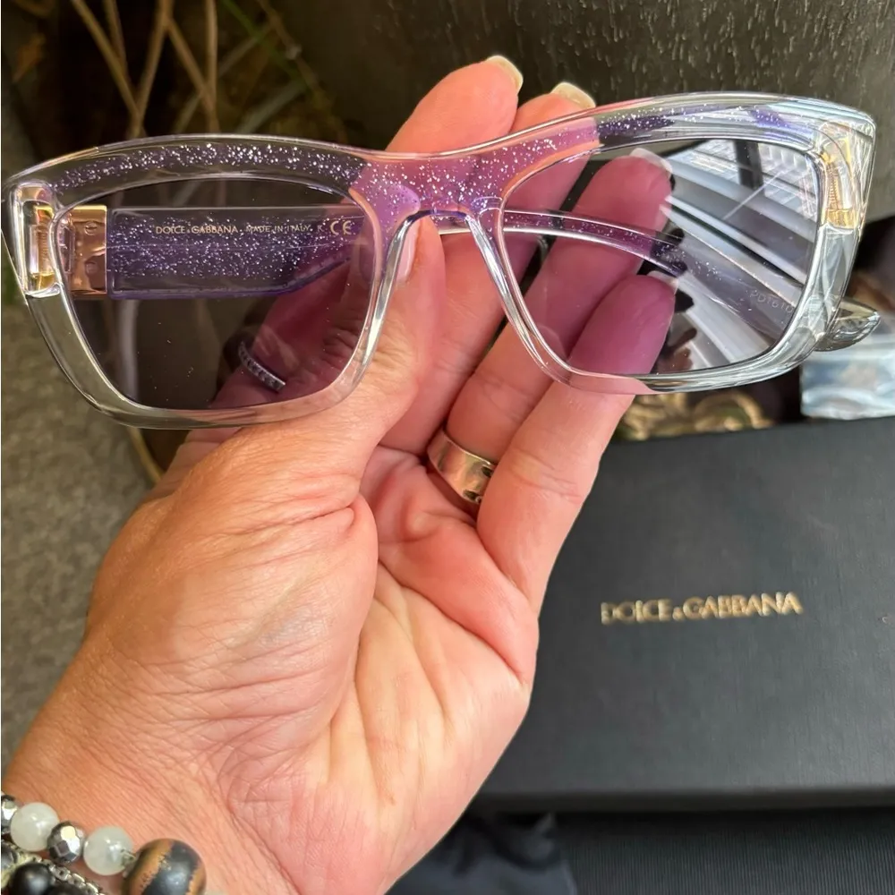 Authentic DOLCE & GABBANA 54mm cat eyes clear Glitter acetate sunglasses - Image 8