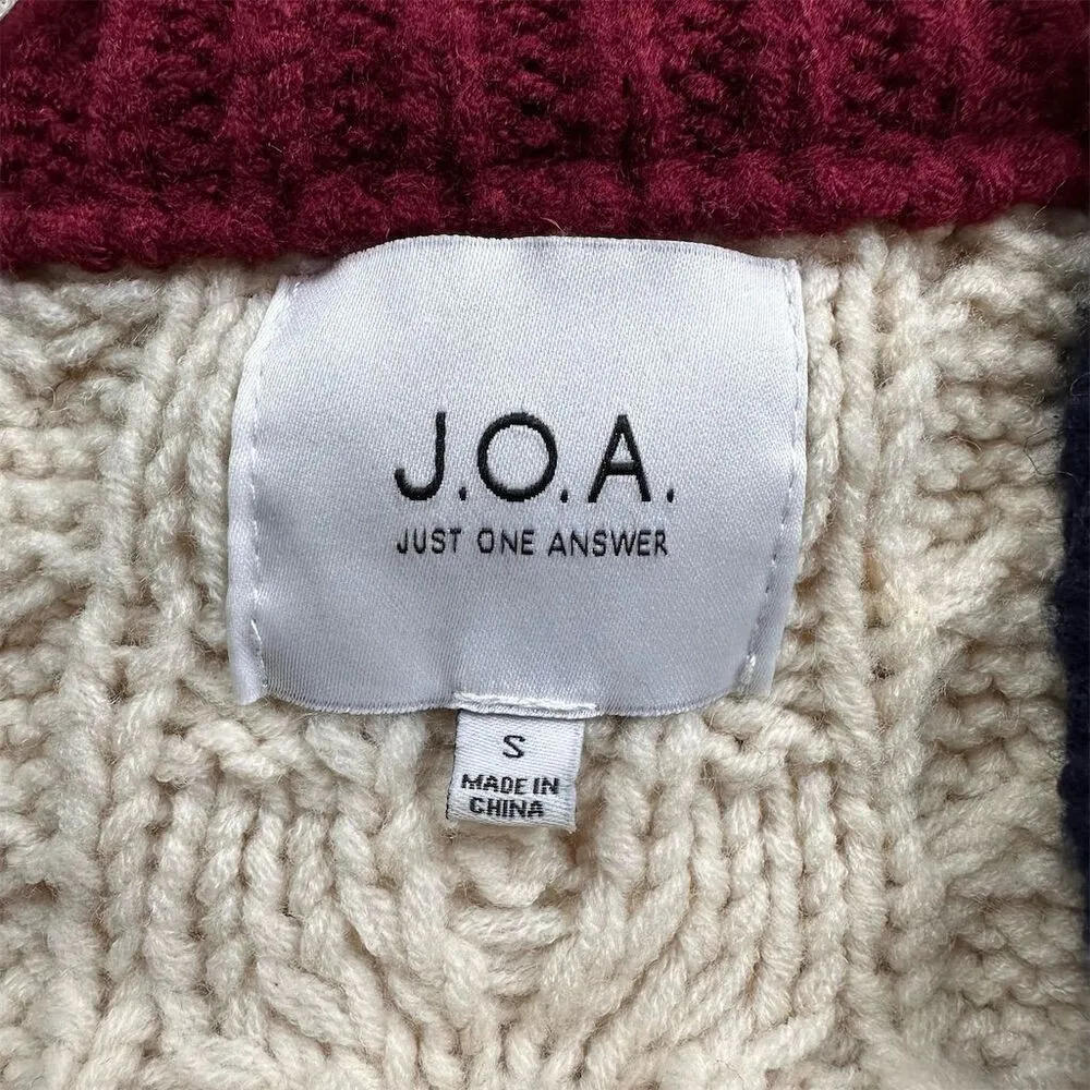 J.O.A. Women's Striped Cable Knit Button Up Cardigan Sweater Size S Preppy - Image 5